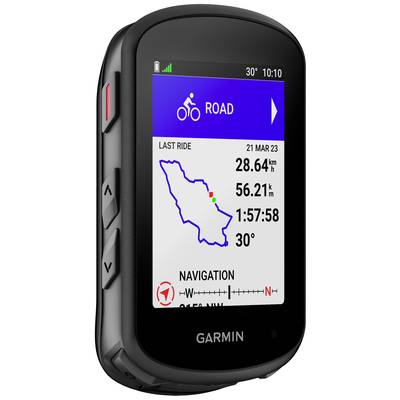 Fahrrad-Navigationsgerät zeigt 'Last Ride' mit 28,64 km, 1 Stunde 57 Minuten und 30 Grad. Karte mit Route und Höhenprofil enthalten.
