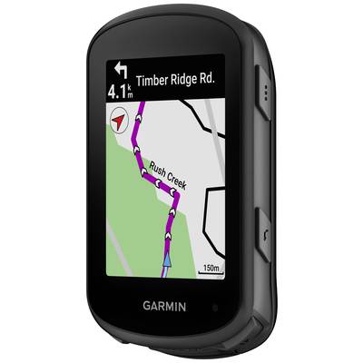 Navigationsgerät zeigt eine Route auf 'Timber Ridge Rd.' mit Abzweigung an 'Rush Creek'. Distanz zur Abzweigung: 4,1 km.