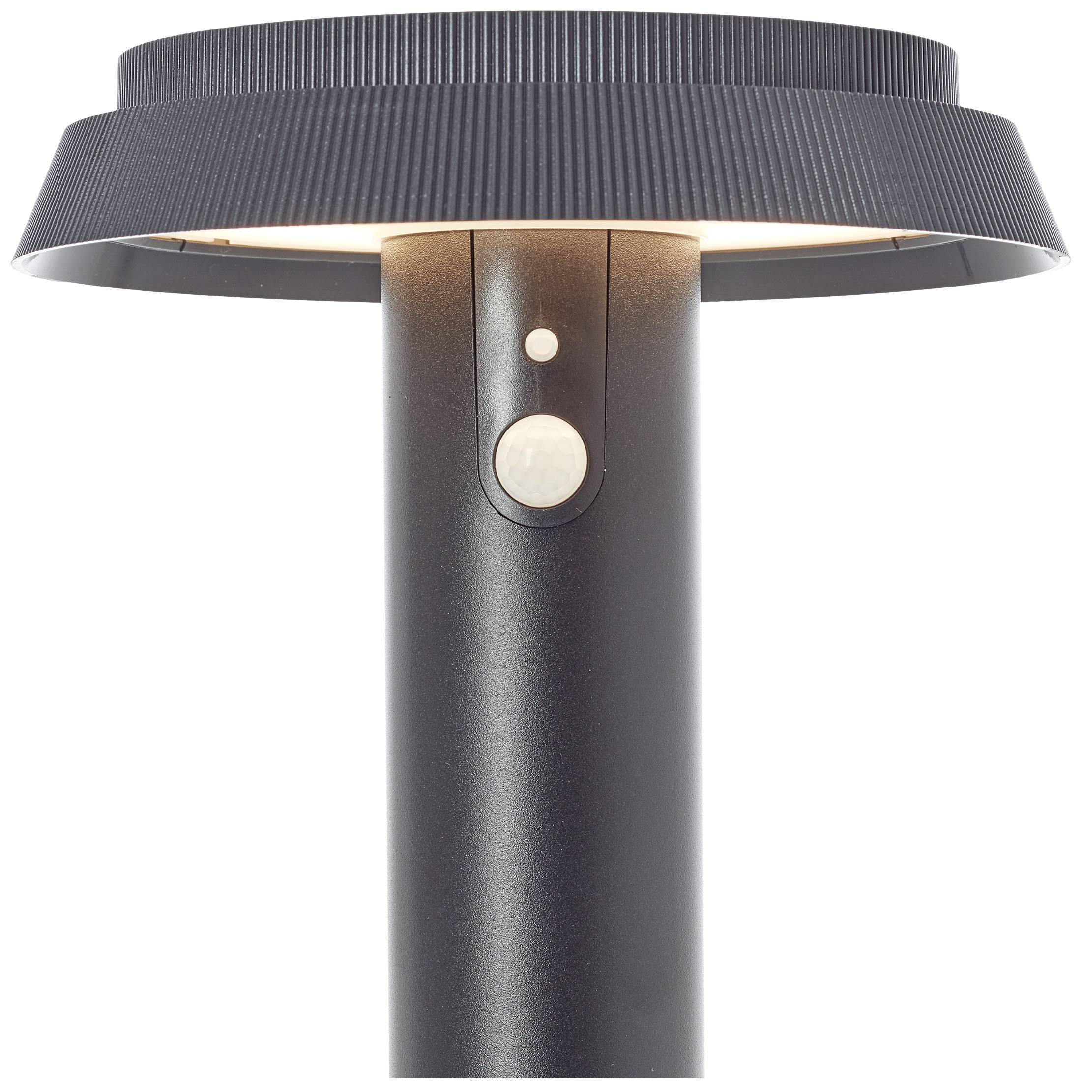 LED Solar Sockelleuchte Alvero in Schwarz 4W 500lm IP44 mit Bewegungsmelder-5