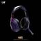 Kopfhörer im 'Naruto Shippuden'-Design mit lila und schwarzen Akzenten, Mikrofon integriert.