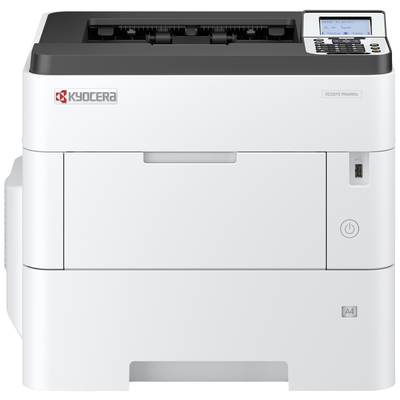 Ein weißer Laserdrucker der Marke Kyocera mit Bedienfeld oben rechts, geeignet für Büroanwendungen.