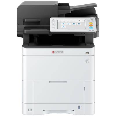 Ein multifunktionaler Drucker mit Touchscreen-Display, der Kopier-, Druck- und Scanfunktionen bietet. Büroumgebung.