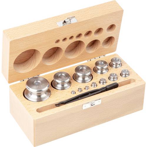Kern 35405 Gewichtsatz 354-05, OIML-Klasse M2, Nennwert 1 g - 500 g, Knopf, Edelstahl feingedreht (OIML), im Holzetui