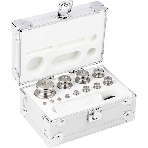 Kern 354056 Gewichtsatz 354-056, OIML-Klasse M2, Nennwert 1 g - 500 g, Knopf, Edelstahl feingedreht, im Aluminiumetui