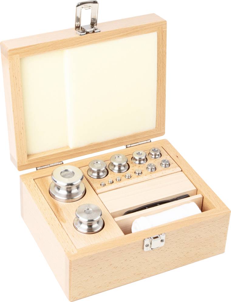 Kern 35406 Gewichtsatz 354-06, OIML-Klasse M2, Nennwert 1 g - 1 kg, Knopf, Edelstahl feingedreht (OIML), im Holzetui