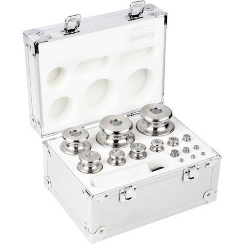 Kern 354076 Gewichtsatz 354-076, OIML-Klasse M2, Nennwert 1 g - 2 kg, Knopf, Edelstahl feingedreht, im Aluminiumetui