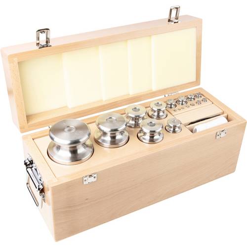 Kern 35409 Gewichtsatz 354-09, OIML-Klasse M2, Nennwert 1 g - 10 kg, Knopf, Edelstahl feingedreht (OIML), im Holzetui