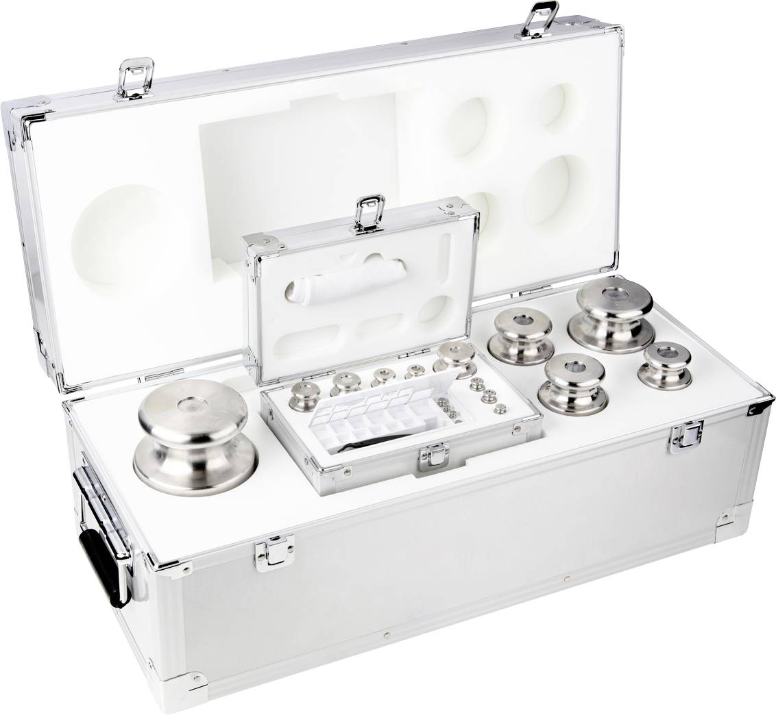 Kern 354096 Gewichtsatz 354-096, OIML-Klasse M2, Nennwert 1 g - 10 kg, Knopf, Edelstahl feingedreht, im Aluminiumetui