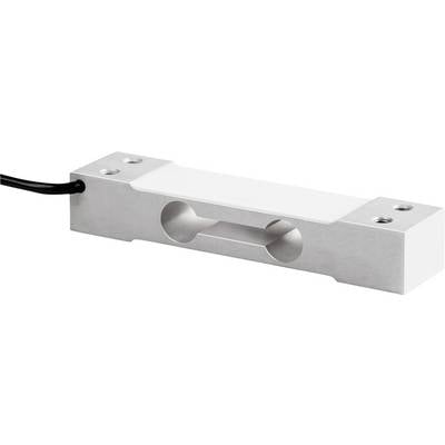 Ein rechteckiger, silberner Wägezellen-Sensor mit zwei Schraublöchern an jedem Ende und einem Kabel auf der linken Seite.