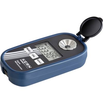 Kalibriergerät mit digitalem Display zeigt '20.9°C' und '1.3330'. Schwarzes Gehäuse mit blauem Rand und silbernem Messsensor.