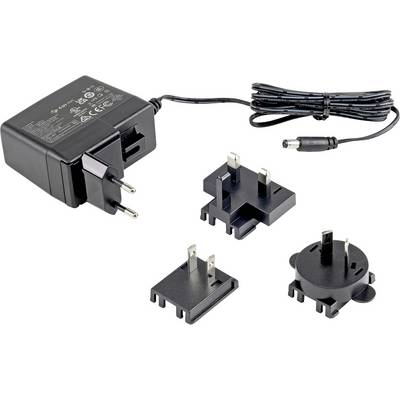 Ein Universal-Netzteil mit austauschbaren Steckern für EU, UK, USA und Australien. Geeignet für elektronische Geräte weltweit.