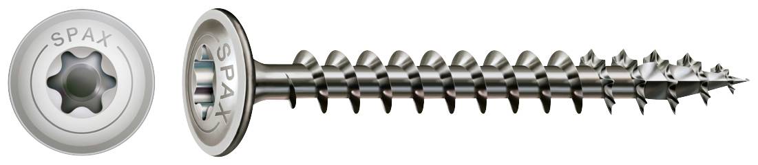 SPAX HI.FORCE Holzbauschraube Edelstahl A2 Teilgewinde Tellerkopf T-STAR plus 4CUT-Spitze 6 x 60mm - 100 Stück