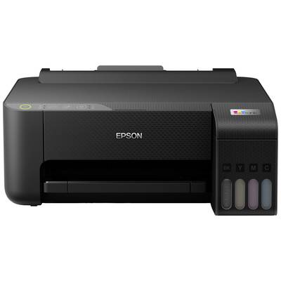 Ein schwarzer Epson-Drucker mit Tintentanks an der rechten Seite, geeignet für Heim- oder Bürogebrauch.
