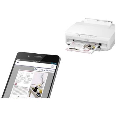 Ein Drucker druckt ein Dokument. Im Vordergrund zeigt ein Smartphone-Bildschirm die Druckvorschau des Dokuments im Format A4.