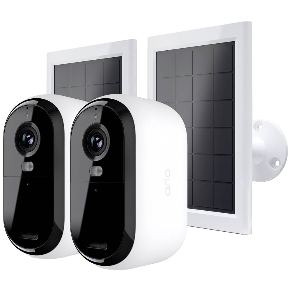 Arlo Essential 2K draadloze beveiligingscamera voor buiten en zonnepanelen - 2 Camera's & 2 Zonnepanelen