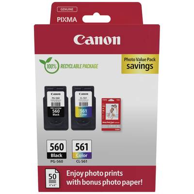 Canon Druckerpatrone PG-560/CL-561 Photo Value Pack Original 2er-Pack Schwarz, Cyan, Magenta, Gelb 3713C008