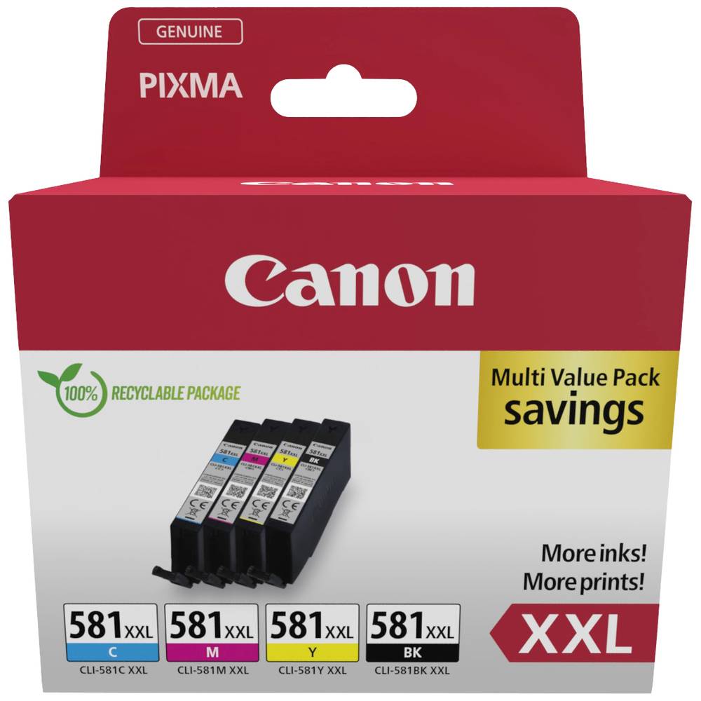 Canon Inktcartridge CLI-581XXL C-M-Y-BK Multi Pack Origineel Combipack Zwart, Cyaan, Magenta, Geel 1