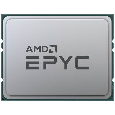 Ein Silberfarbener AMD EPYC Prozessor mit dem Logo und Schriftzug 'AMD EPYC' auf der Oberseite.
