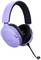 Lila kabelloses Over-Ear-Gaming-Headset mit schwarzem Mikrofon und Ohrpolstern sowie einem leuchtenden grünen LED-Streifen an den Seiten.