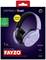 Kabelloses Gaming-Headset in Fliederfarbe mit Bluetooth und LED-Anzeige auf einer Verpackung. Funktionen: Surround Sound, lange Akkulaufzeit.