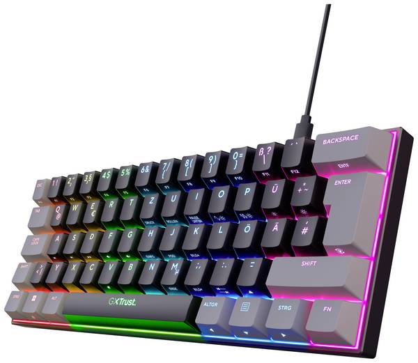 Trust GXT867 ACIRA Mini Kabelgebunden Gaming-Tastatur Deutsch, QWERTZ Schwarz Beleuchtet