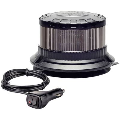 Schwarzer LED-Blinker für Autos mit spiralförmigem Kabel und Zigarettenanzünderanschluss. Geeignet für Notfälle oder Warnsignale.