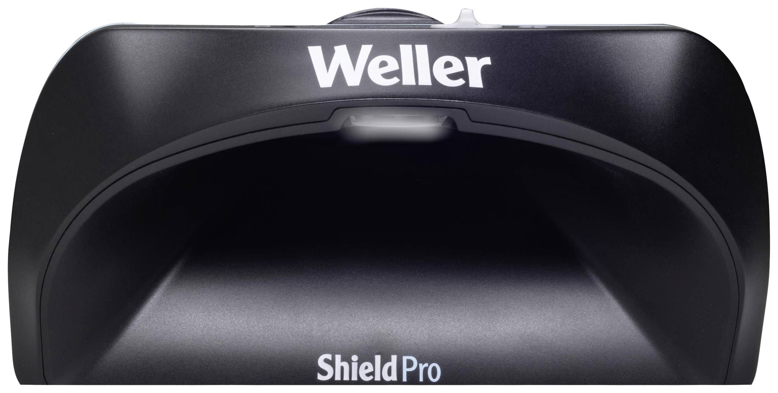 Lötrauchabsaugung von Weller, Modell 'Shield Pro', schwarze Farbgebung, robustes Design für professionelle Arbeitsumgebungen.