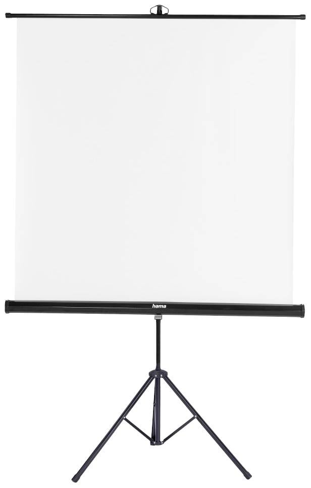 hama 00021575 Leinwand mit Stativ, 125 x 125 cm, 2in1, mobiles Set, Teleskoprohr, Weiß