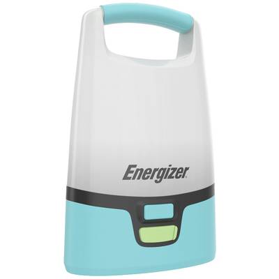 Tragbare, batteriebetriebene Lampe von Energizer mit blauem Griff und Boden, geeignet für Camping oder Notbeleuchtung.