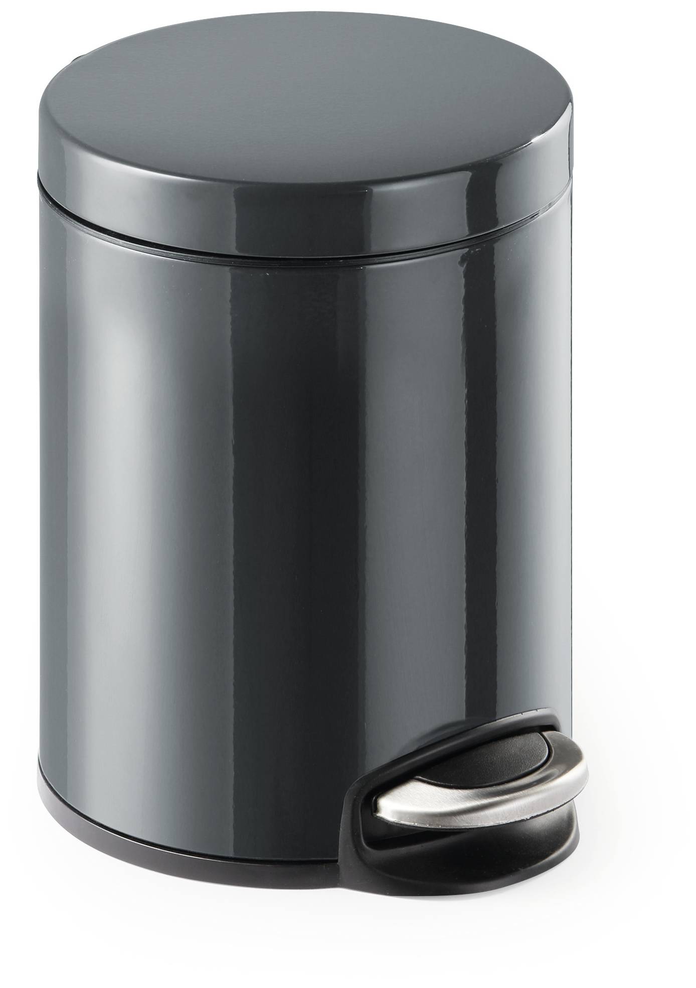 Durable Powder Coated Metal Pedal Bin Round 5 Litre Charcoal 341058