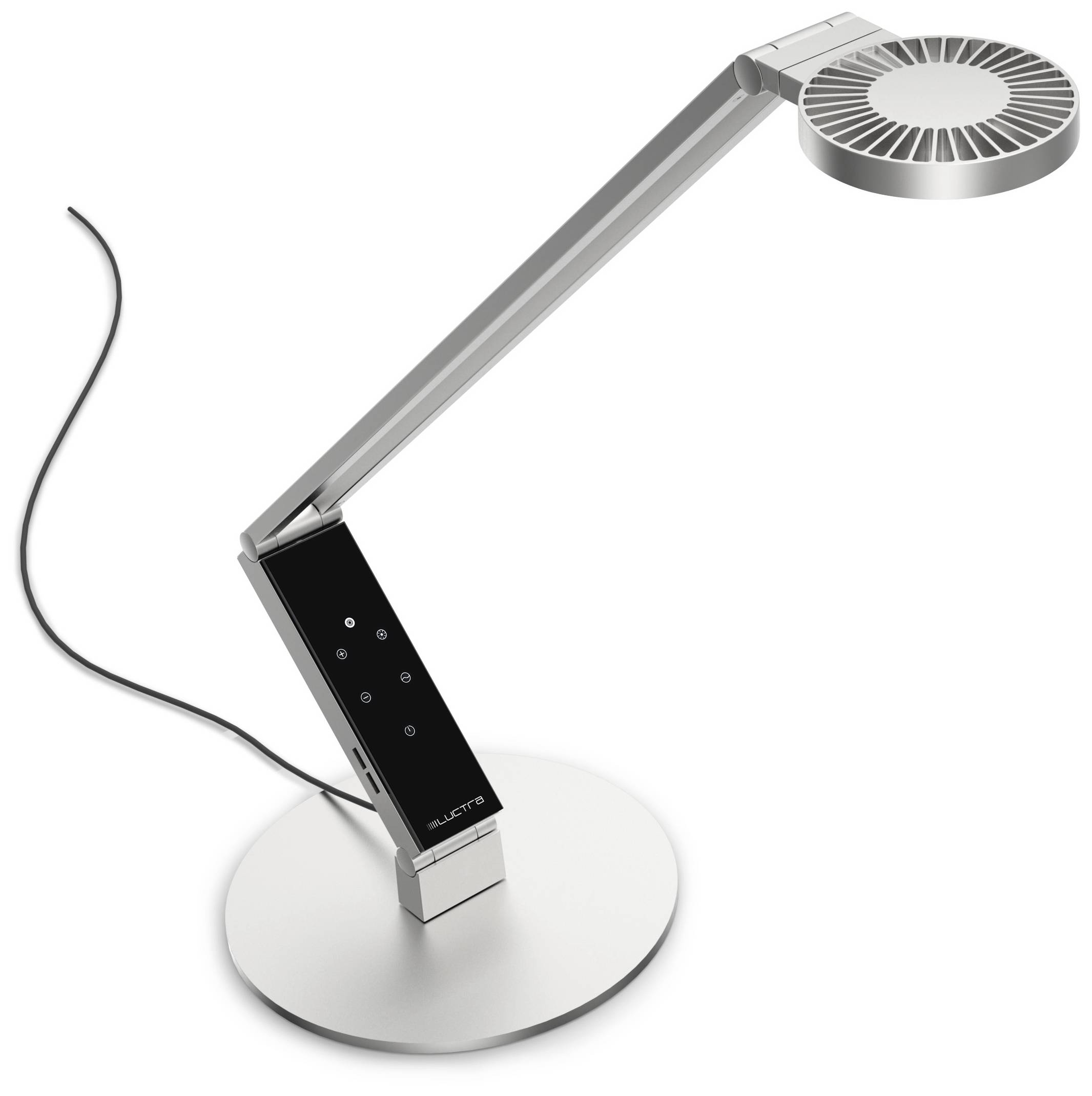 Tischleuchte Luctra table pro 2 radial Fußplatte rund silber