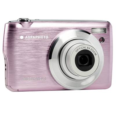 Rosa Digitalkamera mit silbernem Objektiv und 8-fach optischem Zoom, Marke AGFAPHOTO.