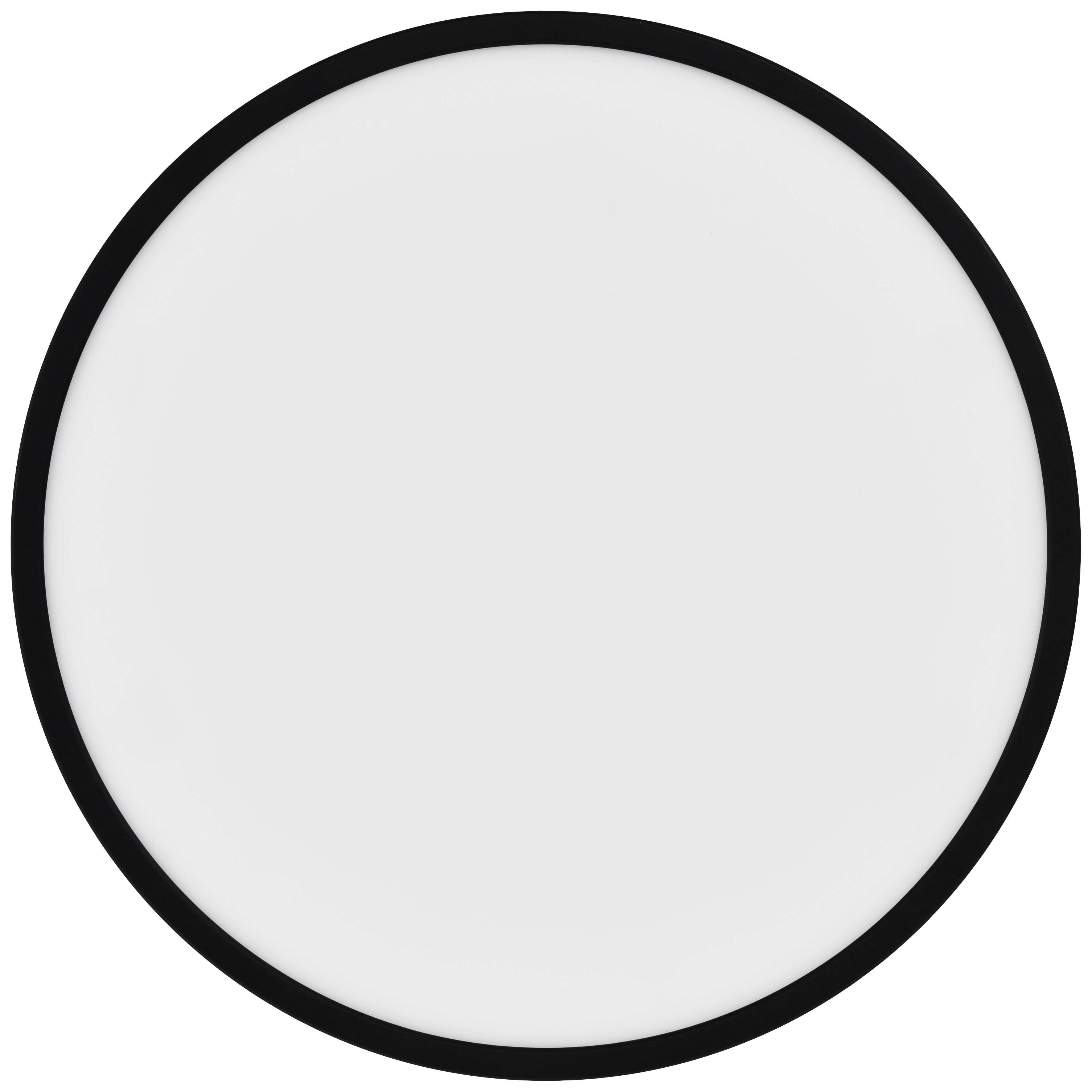 Ein einfacher weißer Kreis mit schwarzem Rand auf weißem Hintergrund.