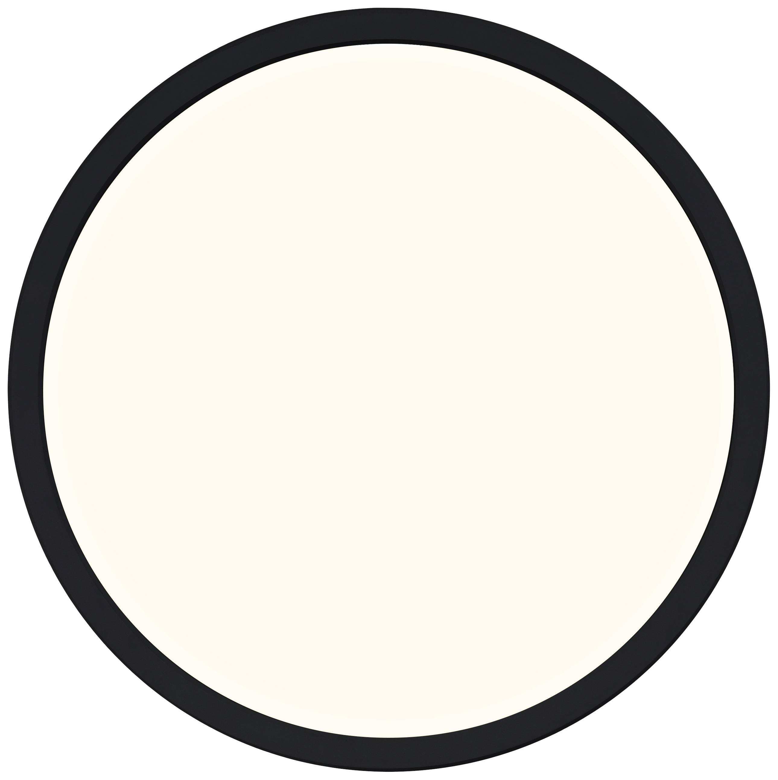 Ein einfacher, großer, weißer Kreis mit schwarzem Rand auf einem weißen Hintergrund.