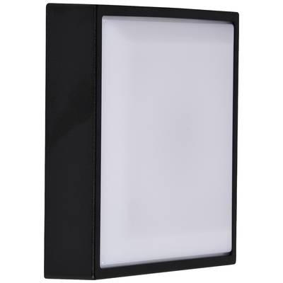 Rechteckige schwarze LED-Wandlampe mit weißer Abdeckung, die modernes, schlichtes Design bietet. Ideal für Innen- oder Außeneinsatz.