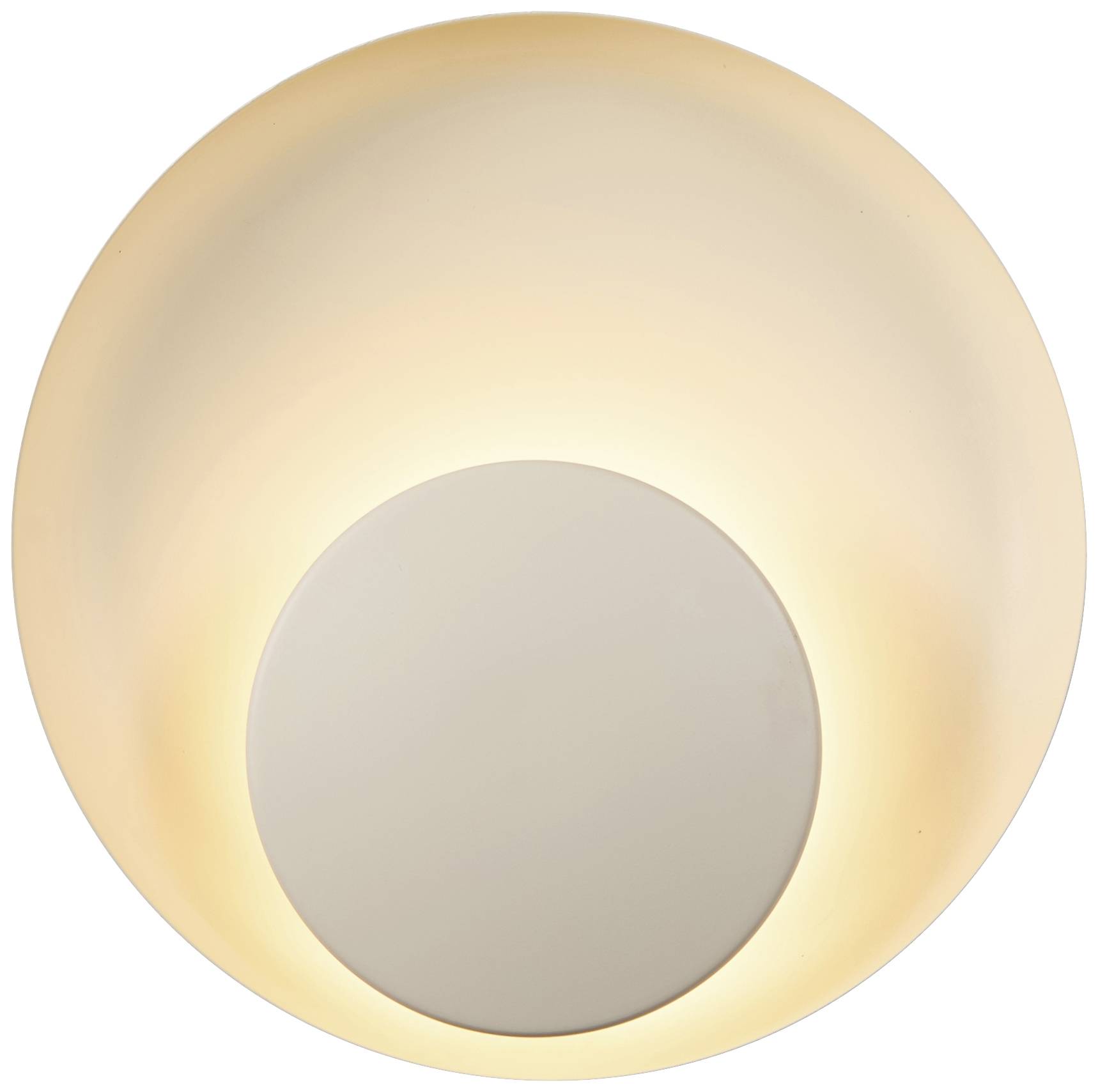 Runde Deckenleuchte mit weißem Licht, gleichmäßig verteilt. Modernes Design, geeignet für Wohn- und Arbeitsräume.