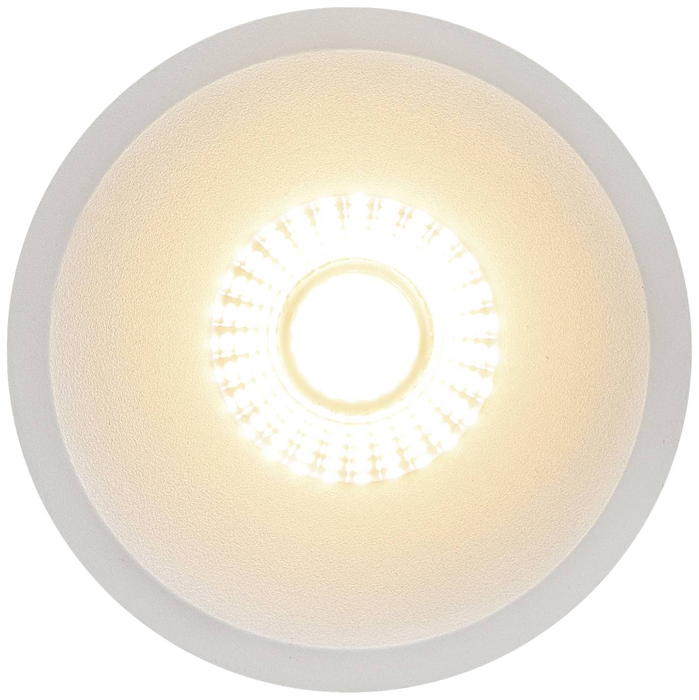 Eine leuchtende Deckenlampe mit warmem Licht, zentral in der Aufnahme. Sie strahlt in alle Richtungen und schafft eine helle Atmosphäre.