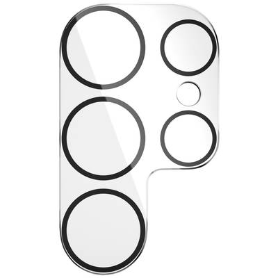 Transparente Smartphone-Kamerablende mit fünf runden Öffnungen, die für Linsen angeordnet sind.