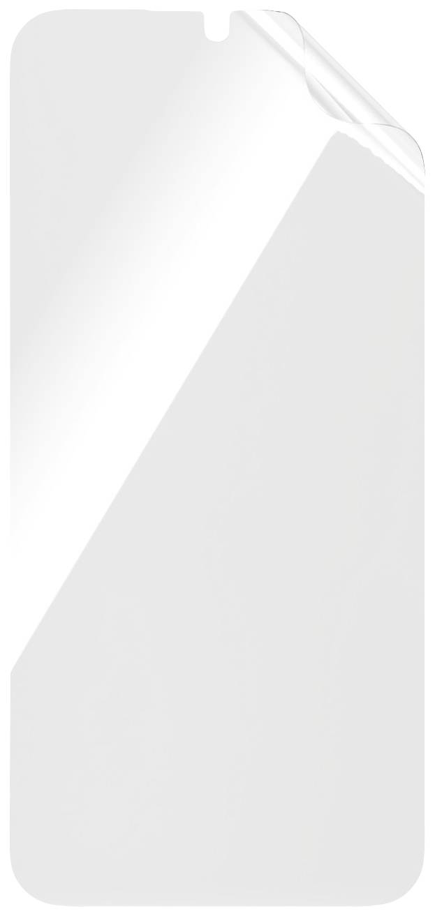 Displayschutzfolie mit abgezogenem Ecke zeigt ihre Anbringung auf einem Smartphone-Display.