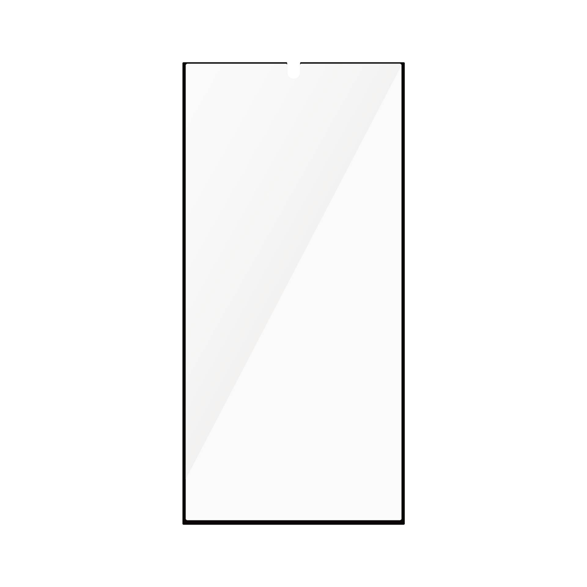 Ein rechteckiges Bildschirm-Schutzglas mit abgerundeten Ecken, das auf ein Smartphone passt.