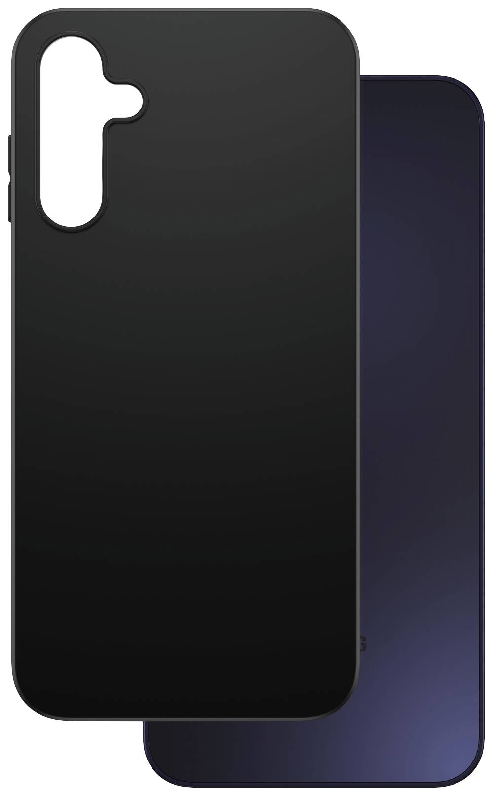 Eine schwarze Handyhülle, die ein Smartphone umschließt, schützt und stilisiert das Gerät.