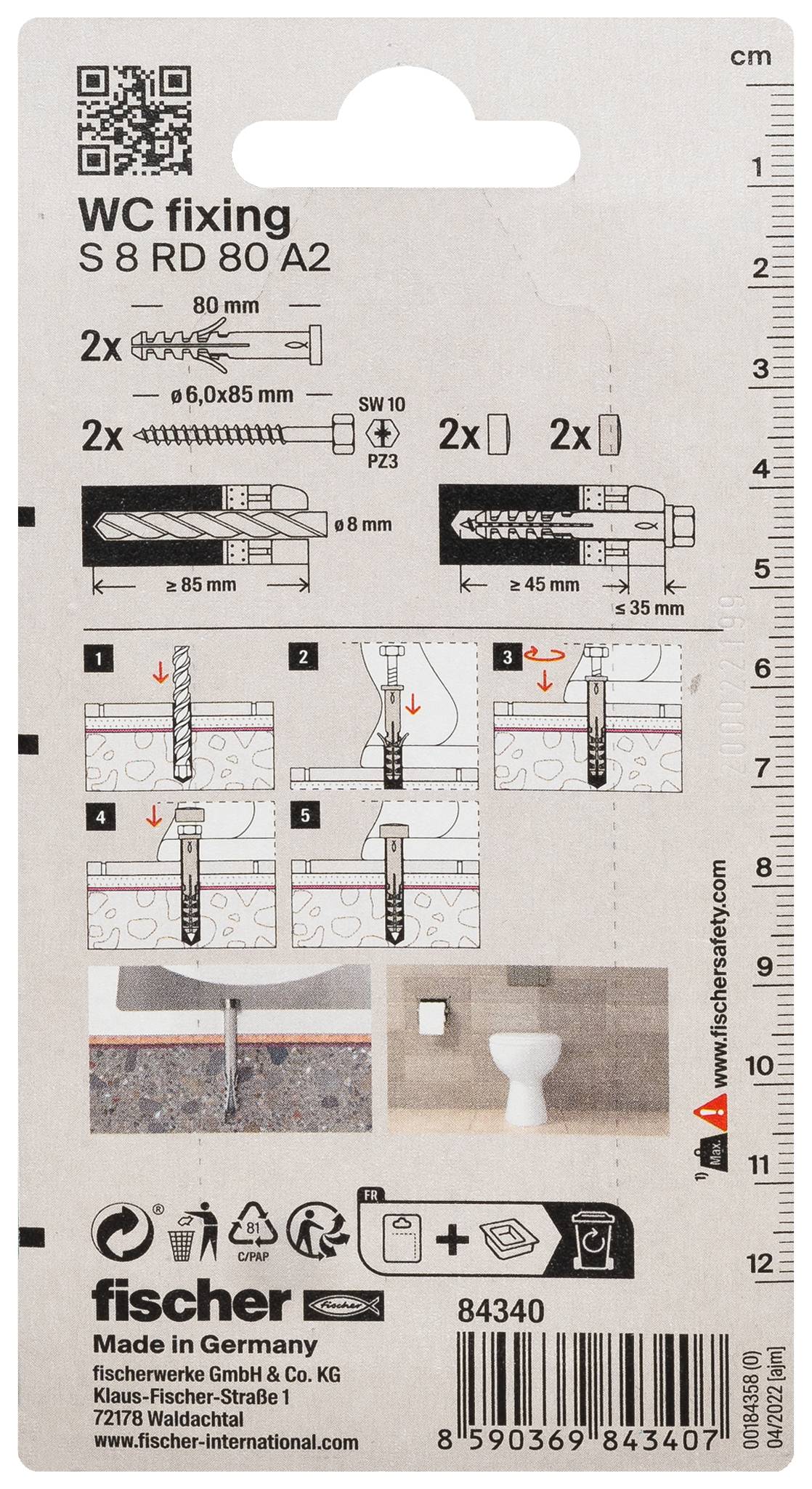 Fischer 084340 S 8 RD 80 K NV Montage-Set 80 mm 8 mm 1 Set-2