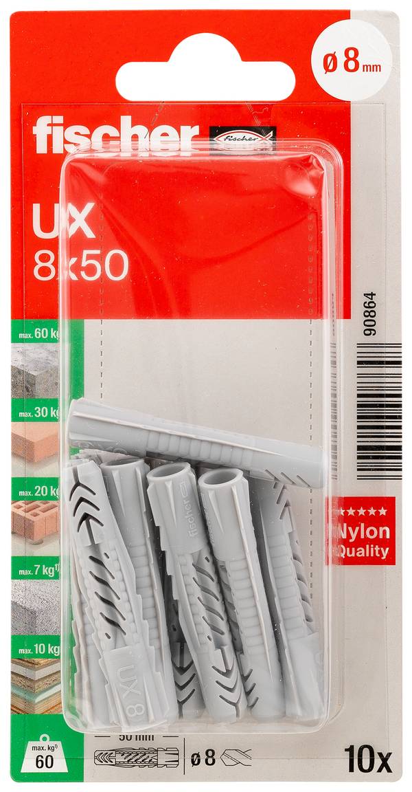 Fischer 090864 UX 8 x 50 K NV Universaldübel 50 mm 1 Set