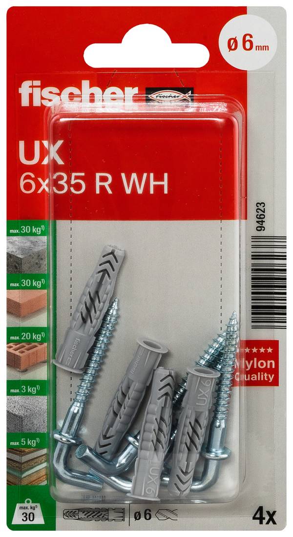 Fischer 094623 UX 6 x 35 R WH K NV Universaldübel 35 mm 1 Set