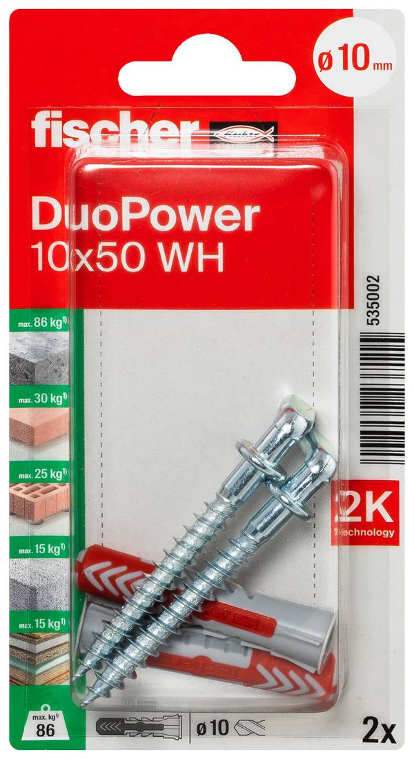 Fischer 535002 DuoPower 10 x 50 WH K NV Dübelset 50 mm 10 mm 1 Set