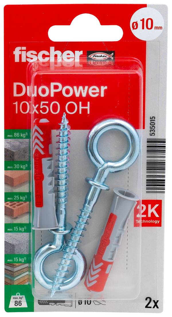 Fischer 535015 DuoPower 10 x 50 OH K NV Dübelset 50 mm 10 mm 1 Set