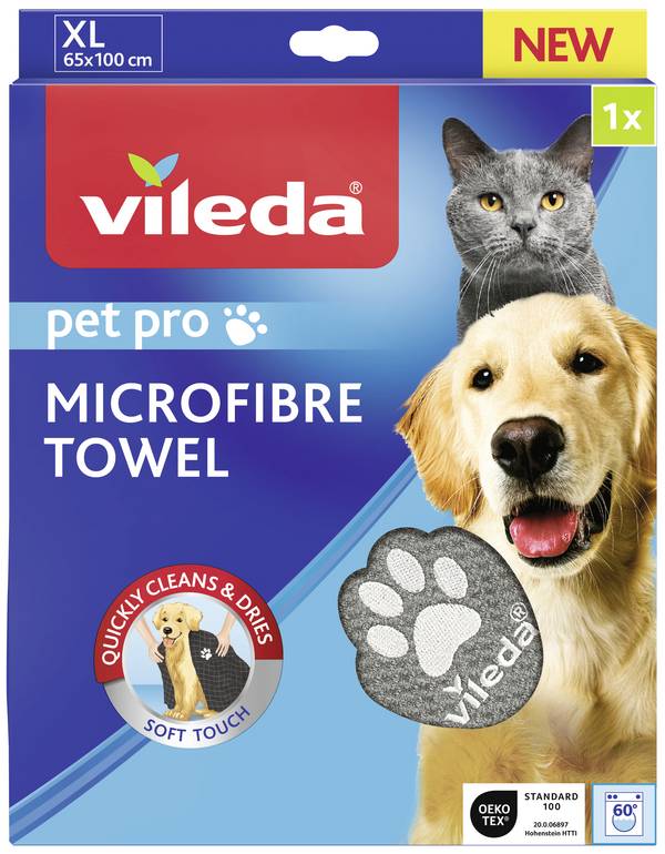 Vileda Pet Pro Microfibre Towel XL Tierhandtuch Grau Kleider-Größe XL 1 St.