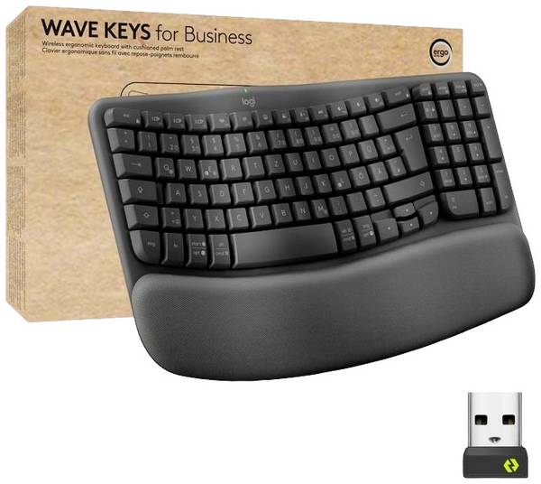 Logitech Wave Keys for Business Kabellos Tastatur Schweiz, QWERTZ Schwarz Handballenauflage