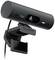 Schwarze Webcam mit abgerundeten Kanten und integriertem Halteclip, geeignet für Computer- oder Laptop-Monitor.