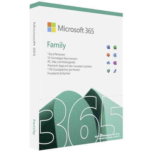 Microsoft Office 365 Family Vollversion, 6 Lizenzen Android, iOS, Mac, Windows Office-Paket